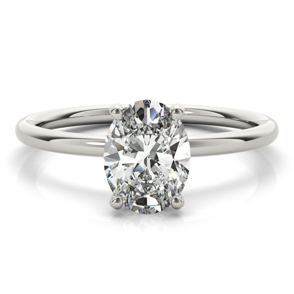 1/10 ct tw Oval Lab Grown Diamond Engagement Ring Setting in 14K White Gold