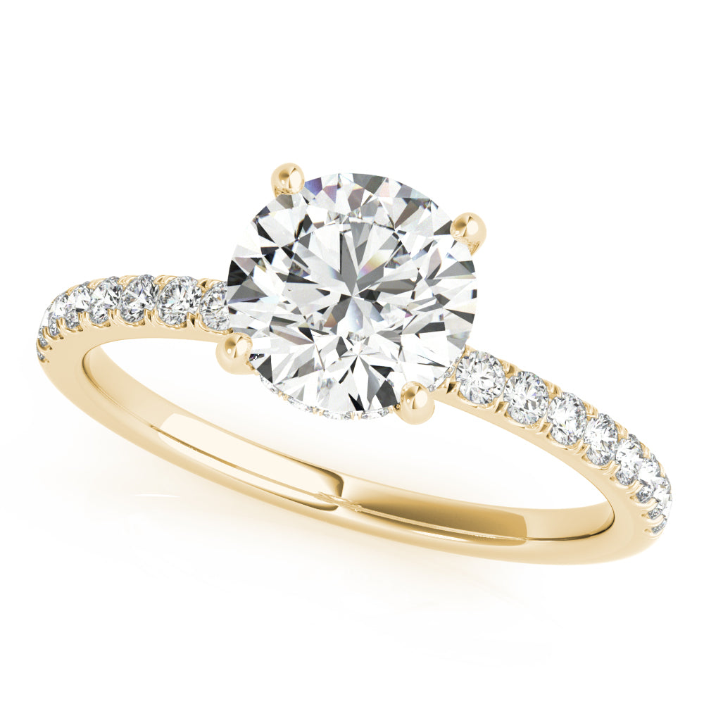 2 ct Round Lab Grown Diamond Engagement Ring Setting in 14K Yellow Gold
