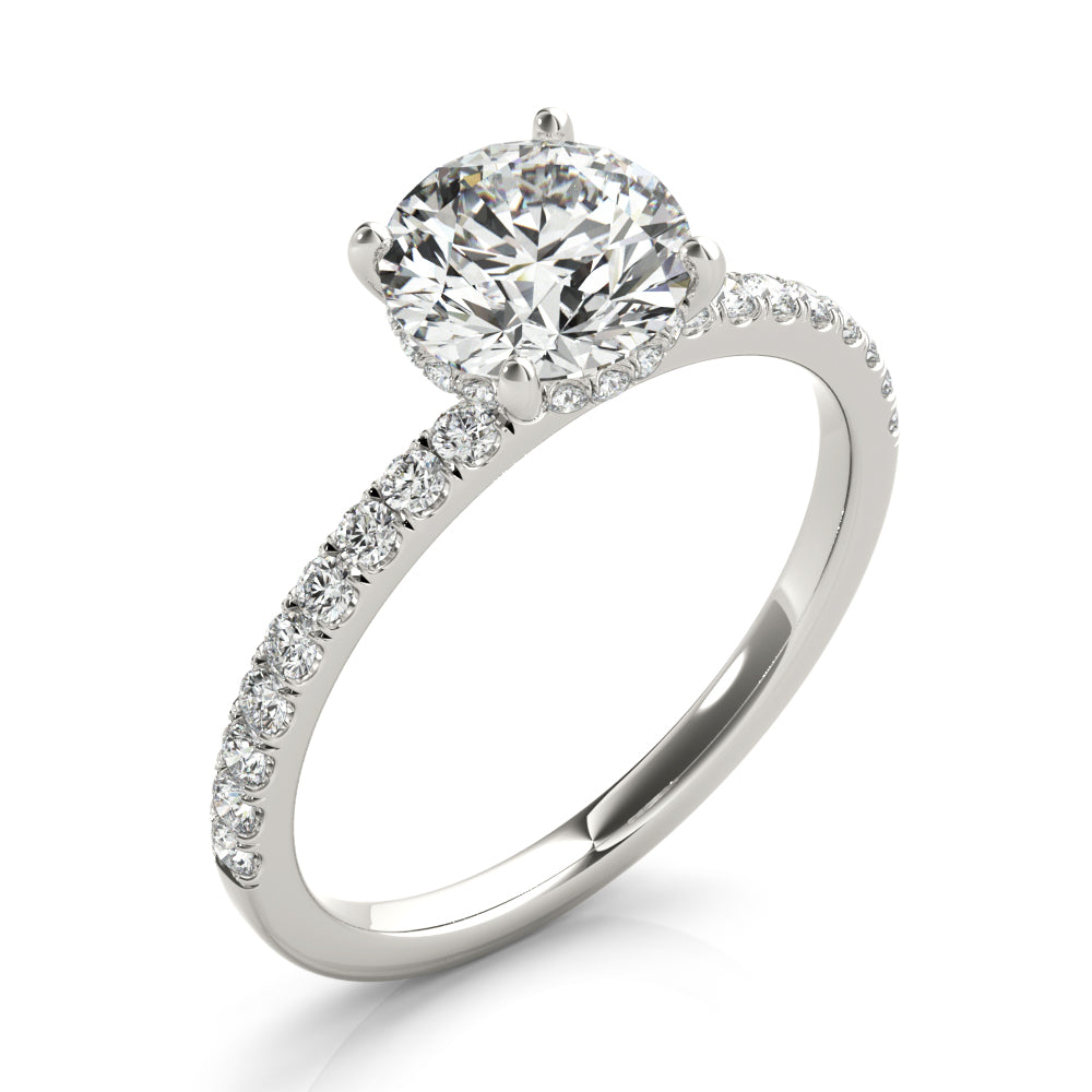 1 ct Round Lab Grown Diamond Engagement Ring Setting in 14K White Gold