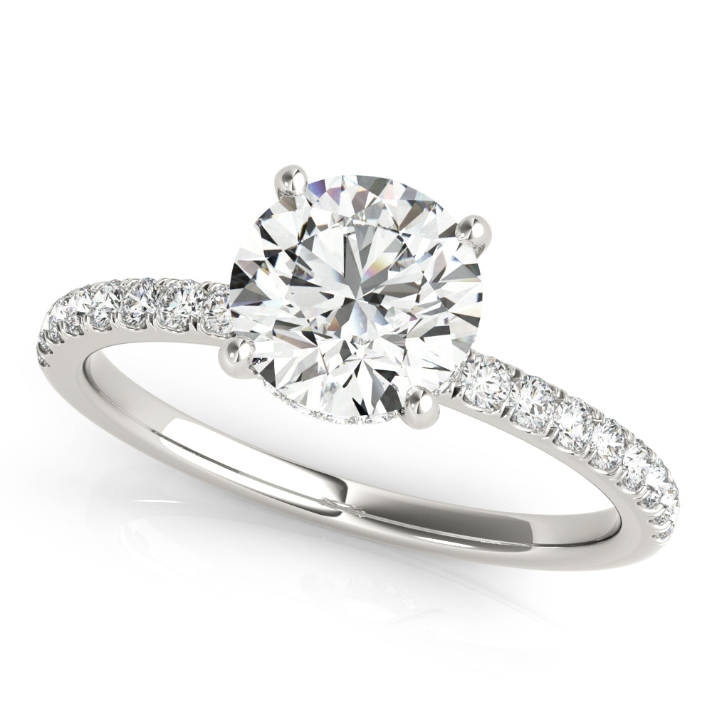 1 ct Round Lab Grown Diamond Engagement Ring Setting in 14K White Gold