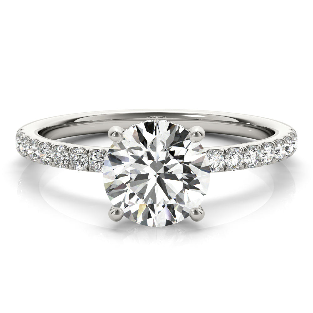 1 ct Round Lab Grown Diamond Engagement Ring Setting in 14K White Gold