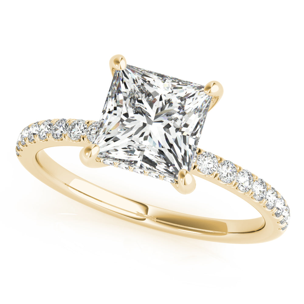Princess Cut Hidden Halo Lab Grown Diamond Engagement Ring - VS1 D/E/F | 14K & 18K Gold | 14K White Gold | Princess Cut Lab Diamond | Picasso Gold & Diamond Chicago