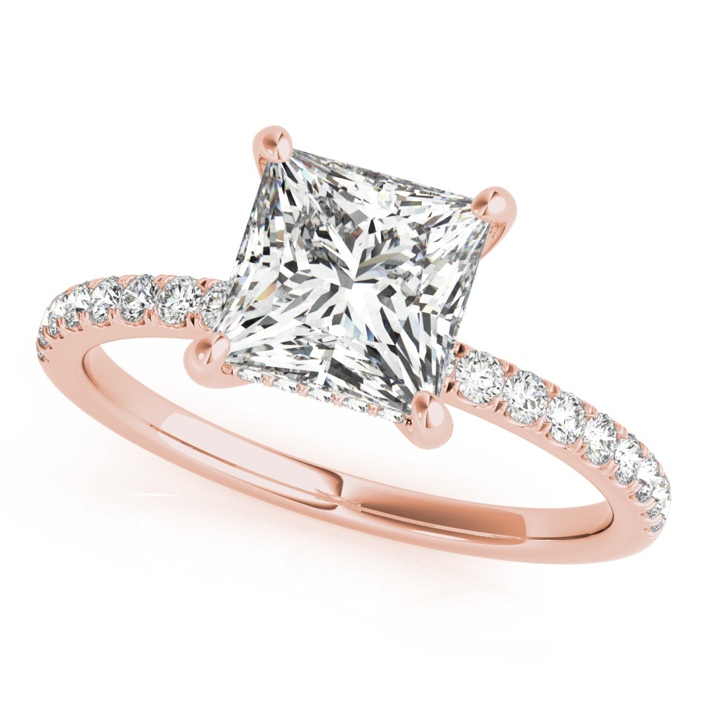 Princess Cut Hidden Halo Lab Grown Diamond Engagement Ring - VS1 D/E/F | 14K & 18K Gold | 14K White Gold | Princess Cut Lab Diamond | Picasso Gold & Diamond Chicago