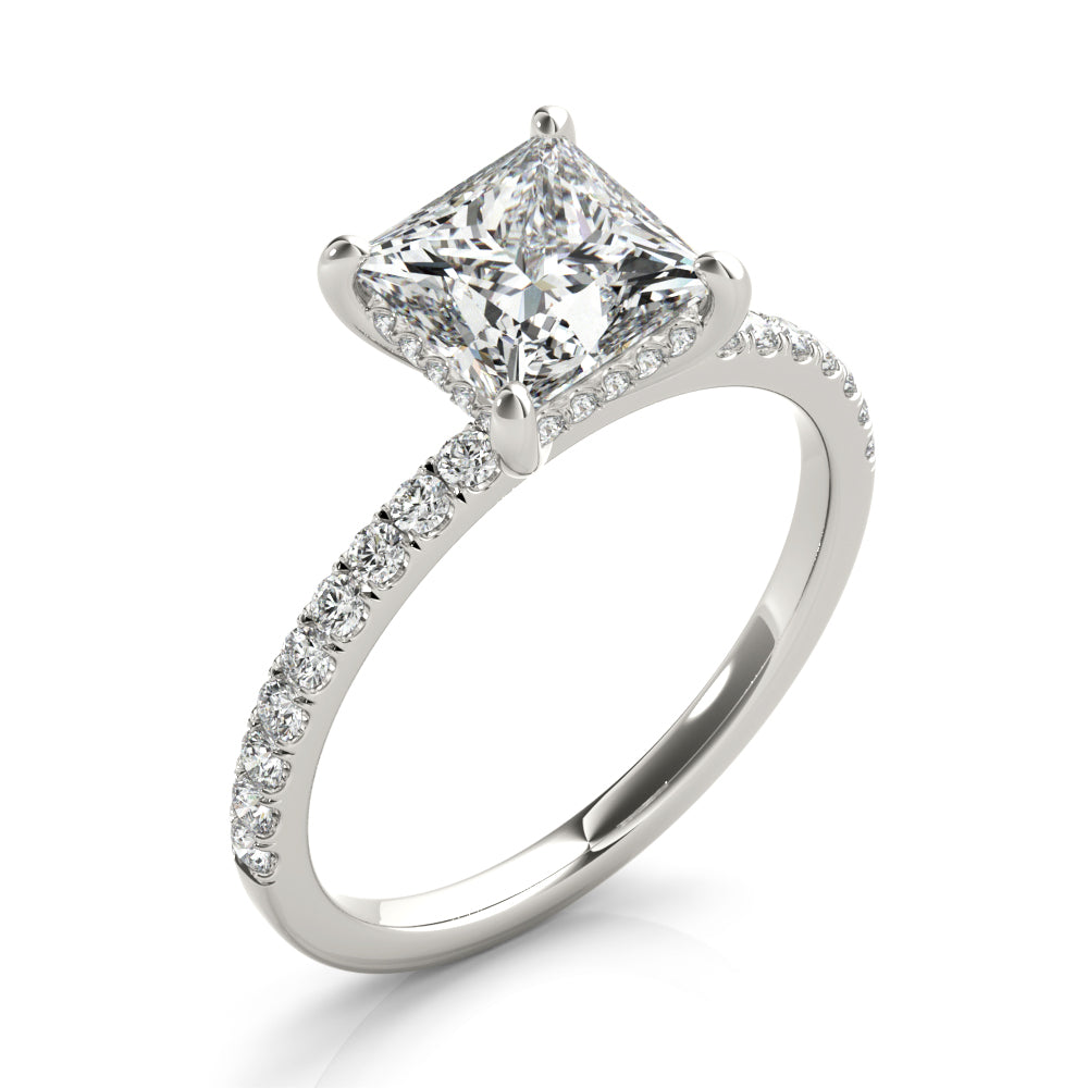 Princess Cut Hidden Halo Lab Grown Diamond Engagement Ring - VS1 D/E/F | 14K & 18K Gold | 14K Yellow Gold | Princess Cut Lab Diamond | Picasso Gold & Diamond Chicago
