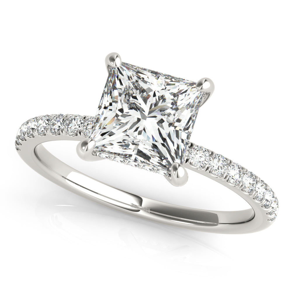 Princess Cut Hidden Halo Lab Grown Diamond Engagement Ring - VS1 D/E/F | 14K & 18K Gold | 14K White Gold | Princess Cut Lab Diamond | Picasso Gold & Diamond Chicago