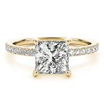 Princess Cut Hidden Halo Lab Grown Diamond Engagement Ring - VS1 D/E/F | 14K & 18K Gold | 14K Yellow Gold | Princess Cut Lab Diamond | Picasso Gold & Diamond Chicago