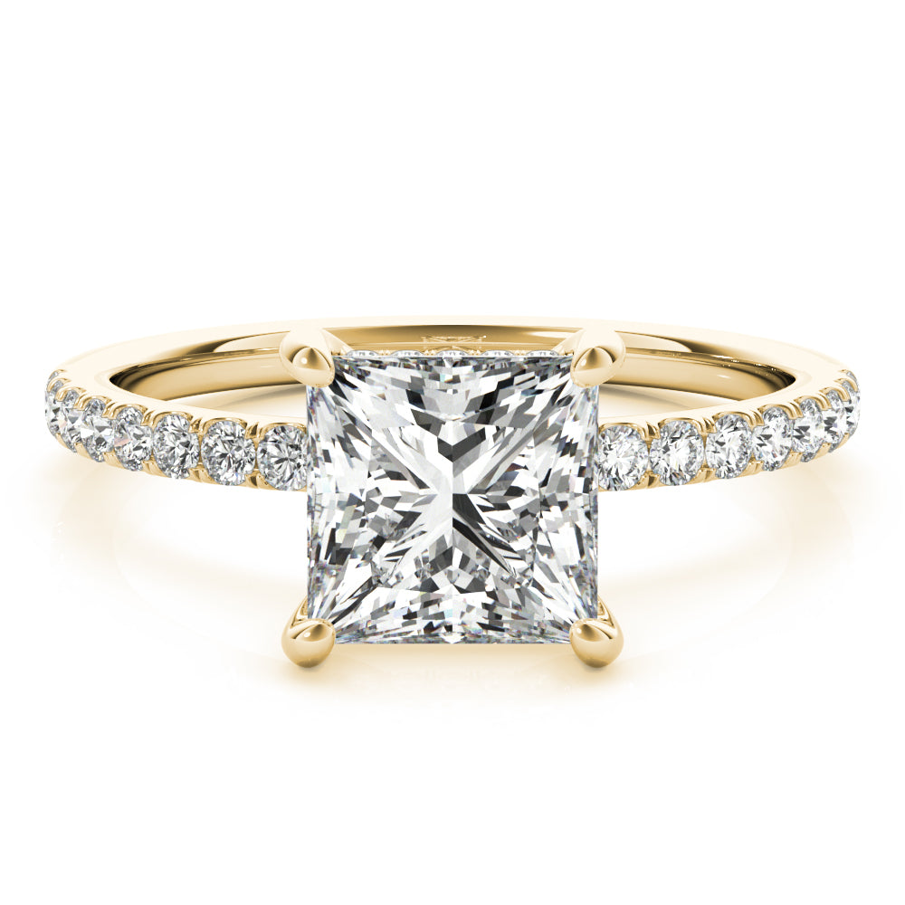 Princess Cut Hidden Halo Lab Grown Diamond Engagement Ring - VS1 D/E/F | 14K & 18K Gold | 14K Yellow Gold | Princess Cut Lab Diamond | Picasso Gold & Diamond Chicago