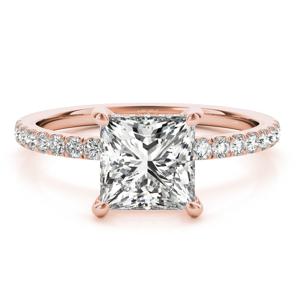 Princess Cut Hidden Halo Lab Grown Diamond Engagement Ring - VS1 D/E/F | 14K & 18K Gold | 14K Yellow Gold | Princess Cut Lab Diamond | Picasso Gold & Diamond Chicago