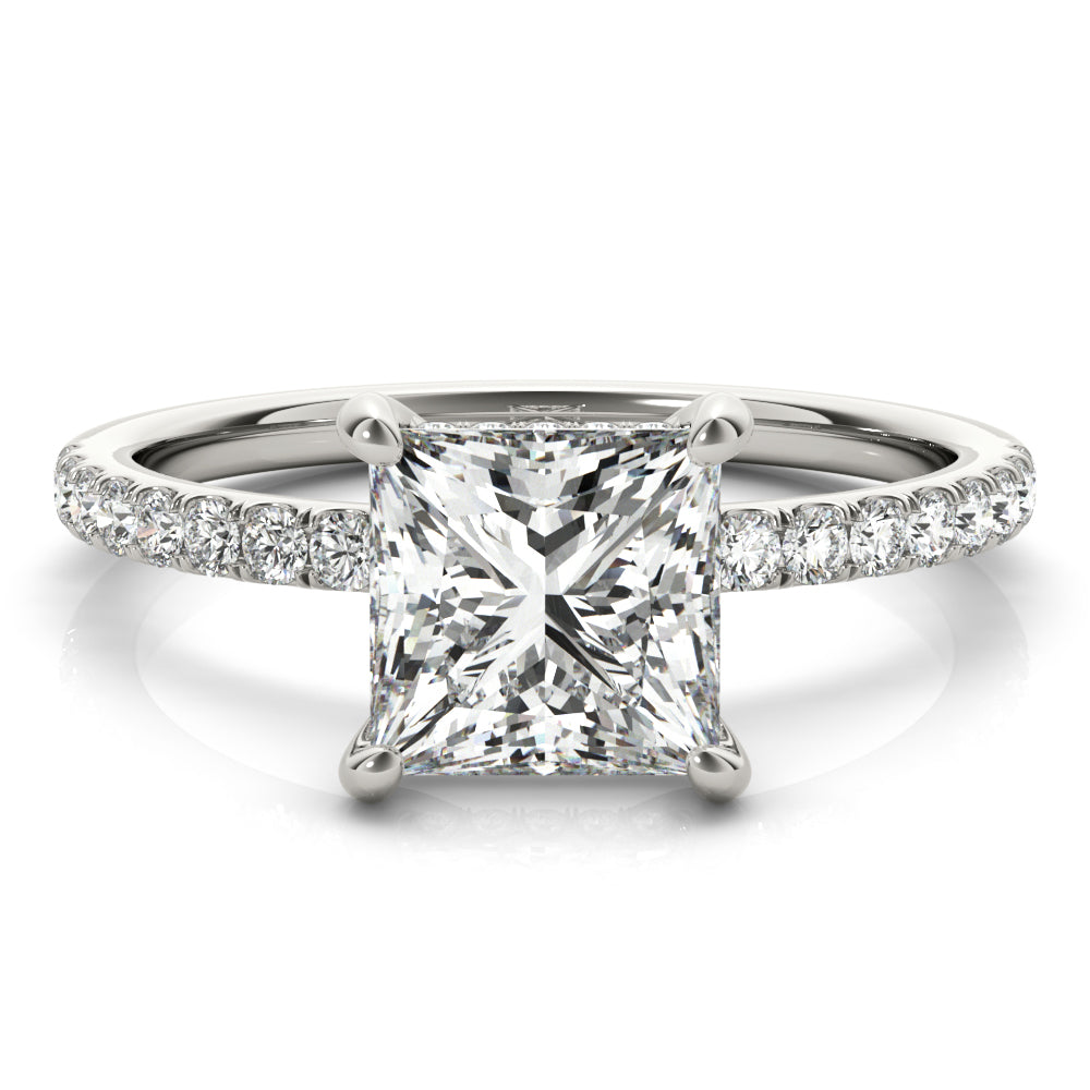 Princess Cut Hidden Halo Lab Grown Diamond Engagement Ring - VS1 D/E/F | 14K & 18K Gold | 14K Rose Gold | Princess Cut Lab Diamond | Picasso Gold & Diamond Chicago