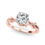 Round Twisted Shank Lab Grown Diamond Engagement Ring - VS1 D/E/F | 14K & 18K Gold | 14K Yellow Gold | Round Lab Diamond | Picasso Gold & Diamond Chicago