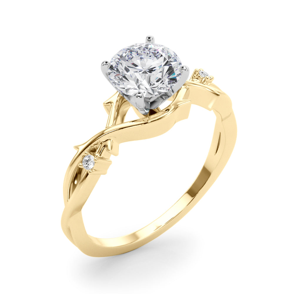 Round Twisted Shank Lab Grown Diamond Engagement Ring - VS1 D/E/F | 14K & 18K Gold | 14K Yellow Gold | Round Lab Diamond | Picasso Gold & Diamond Chicago