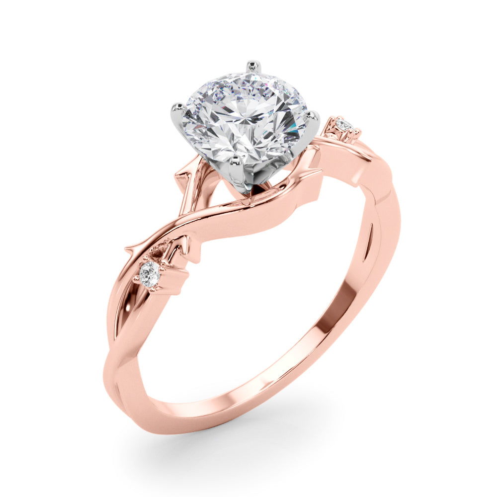 Round Twisted Shank Lab Grown Diamond Engagement Ring - VS1 D/E/F | 14K & 18K Gold | 14K Rose Gold | Round Lab Diamond | Picasso Gold & Diamond Chicago