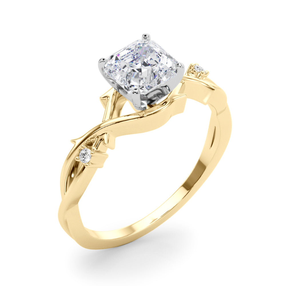 Round Twisted Shank Lab Grown Diamond Engagement Ring - VS1 D/E/F | 14K & 18K Gold | 18K White Gold | Round Lab Diamond | Picasso Gold & Diamond Chicago
