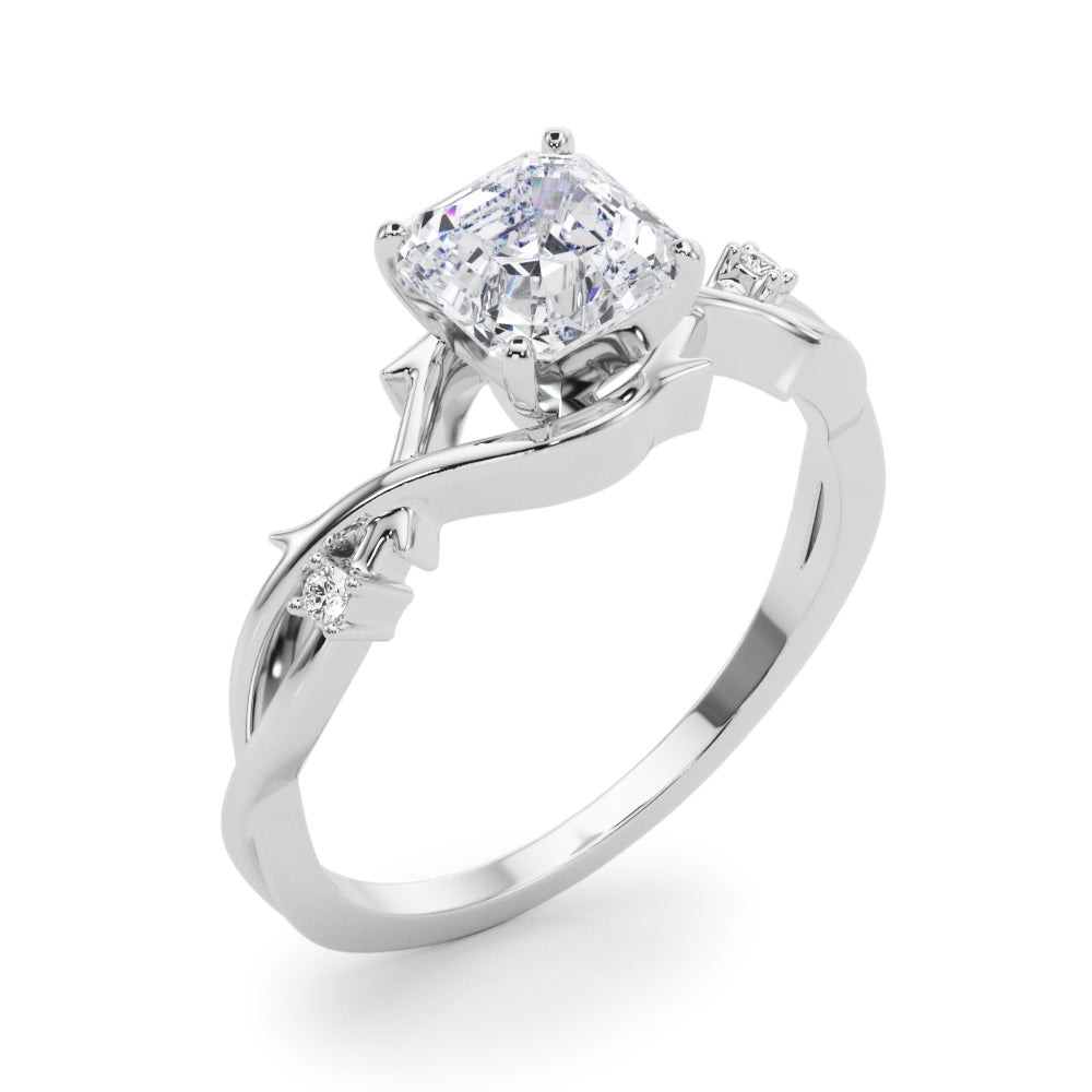 Round Twisted Shank Lab Grown Diamond Engagement Ring - VS1 D/E/F | 14K & 18K Gold | 18K Yellow Gold | Round Lab Diamond | Picasso Gold & Diamond Chicago
