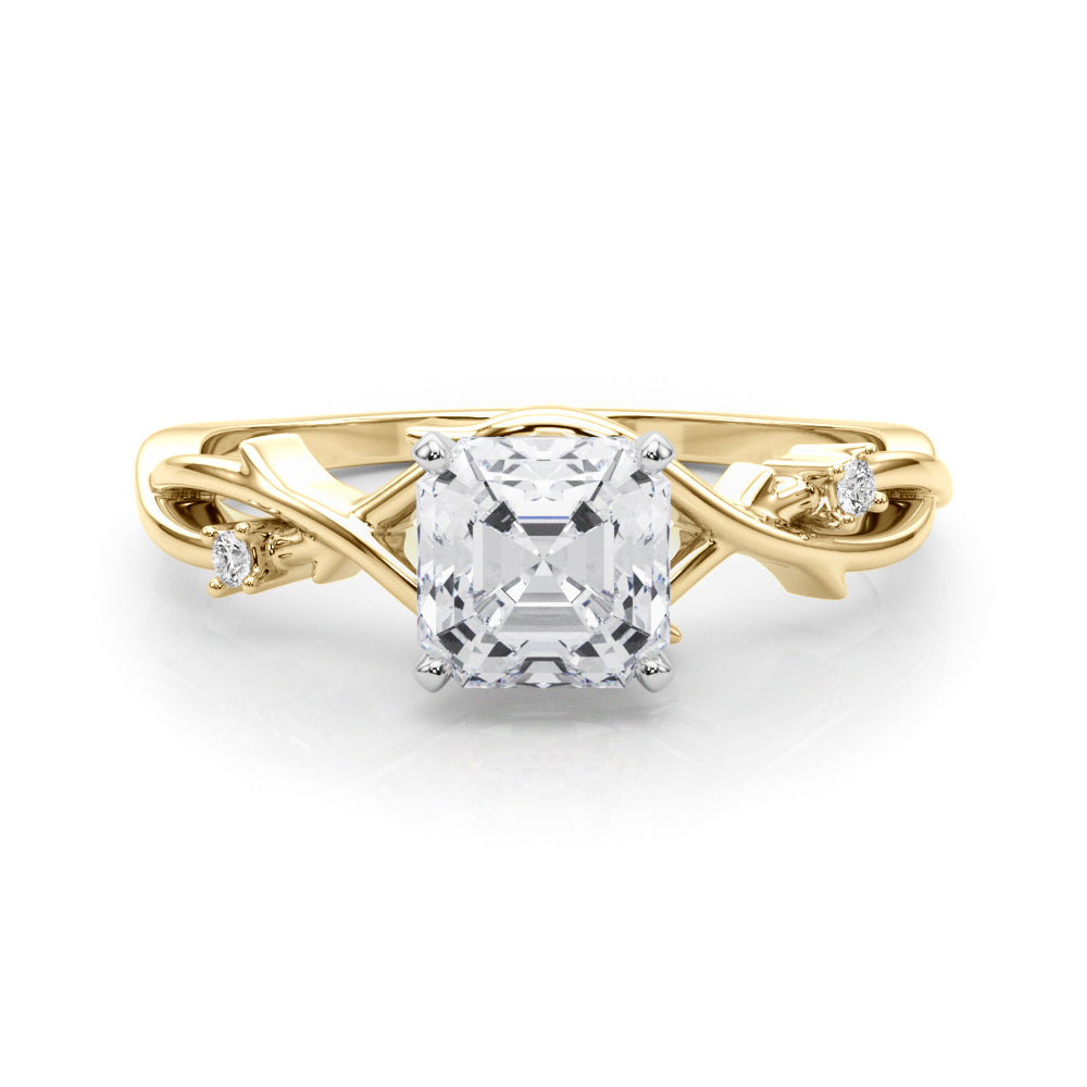 Round Twisted Shank Lab Grown Diamond Engagement Ring - VS1 D/E/F | 14K & 18K Gold | 18K Yellow Gold | Round Lab Diamond | Picasso Gold & Diamond Chicago