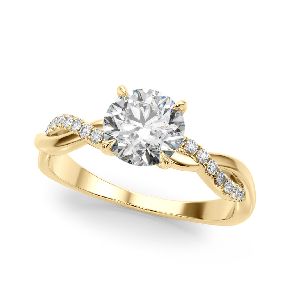 Round Twisted Shank Lab Grown Diamond Engagement Ring - VS1 D/E/F | 14K & 18K Gold | 14K White Gold | Round Lab Diamond | Picasso Gold & Diamond Chicago