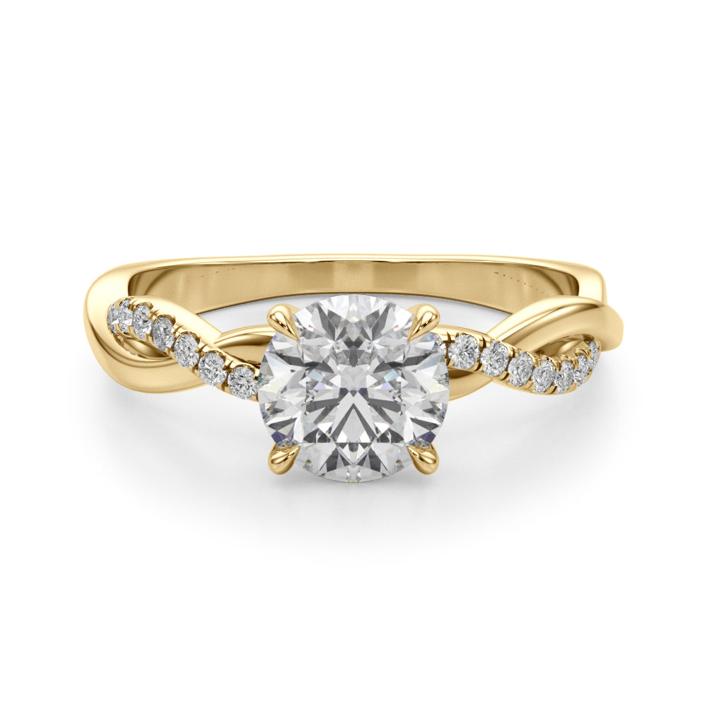Round Twisted Shank Lab Grown Diamond Engagement Ring - VS1 D/E/F | 14K & 18K Gold | 14K White Gold | Round Lab Diamond | Picasso Gold & Diamond Chicago