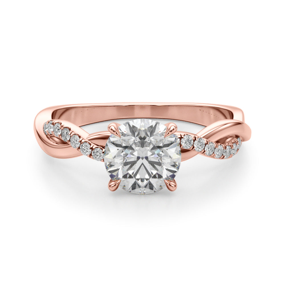 Round Twisted Shank Lab Grown Diamond Engagement Ring - VS1 D/E/F | 14K & 18K Gold | 14K Yellow Gold | Round Lab Diamond | Picasso Gold & Diamond Chicago