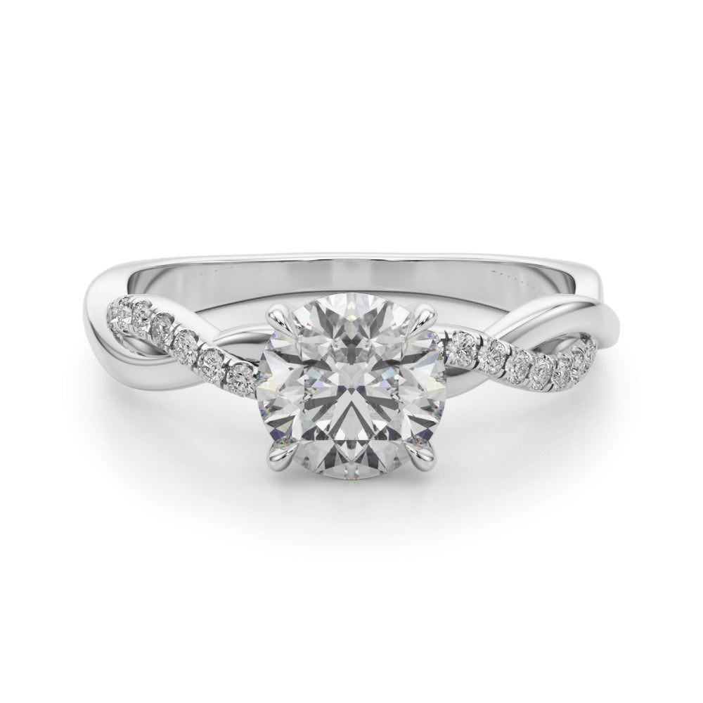 Round Twisted Shank Lab Grown Diamond Engagement Ring - VS1 D/E/F | 14K & 18K Gold | 14K Yellow Gold | Round Lab Diamond | Picasso Gold & Diamond Chicago