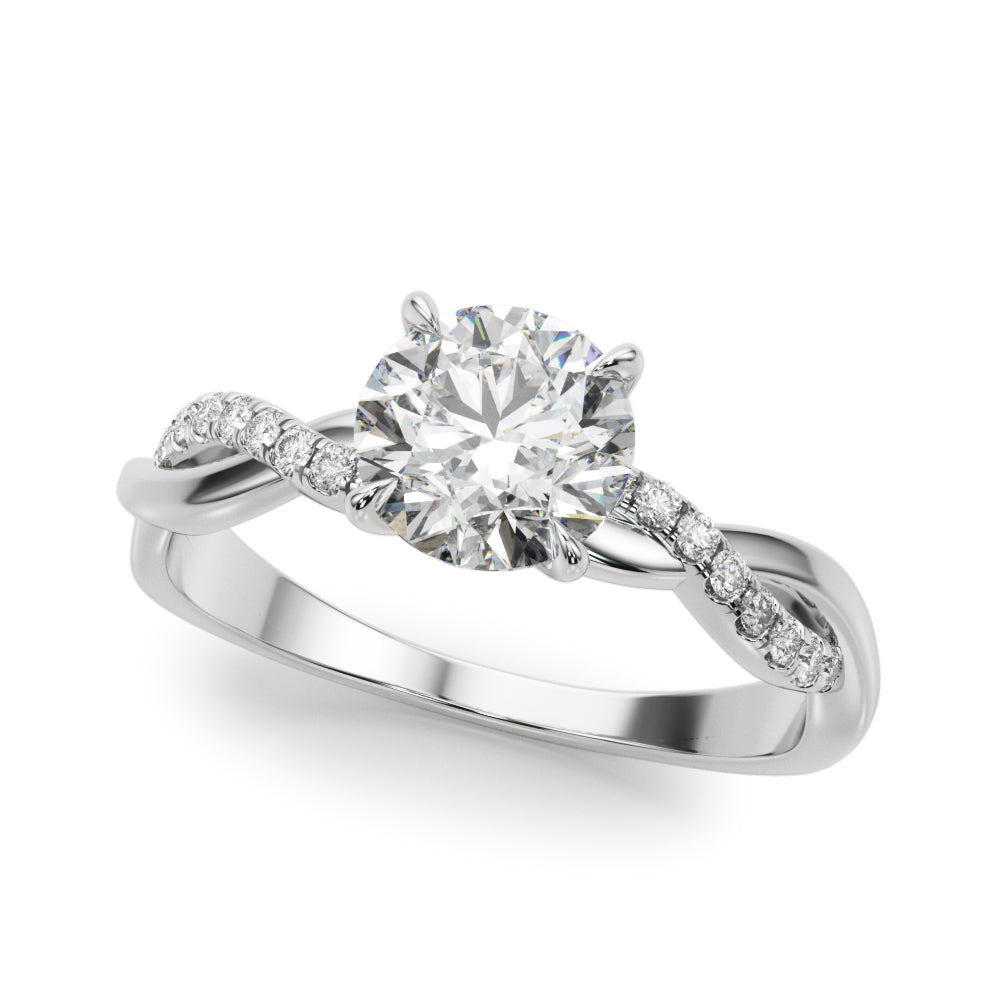 Round Twisted Shank Lab Grown Diamond Engagement Ring - VS1 D/E/F | 14K & 18K Gold | 14K White Gold | Round Lab Diamond | Picasso Gold & Diamond Chicago