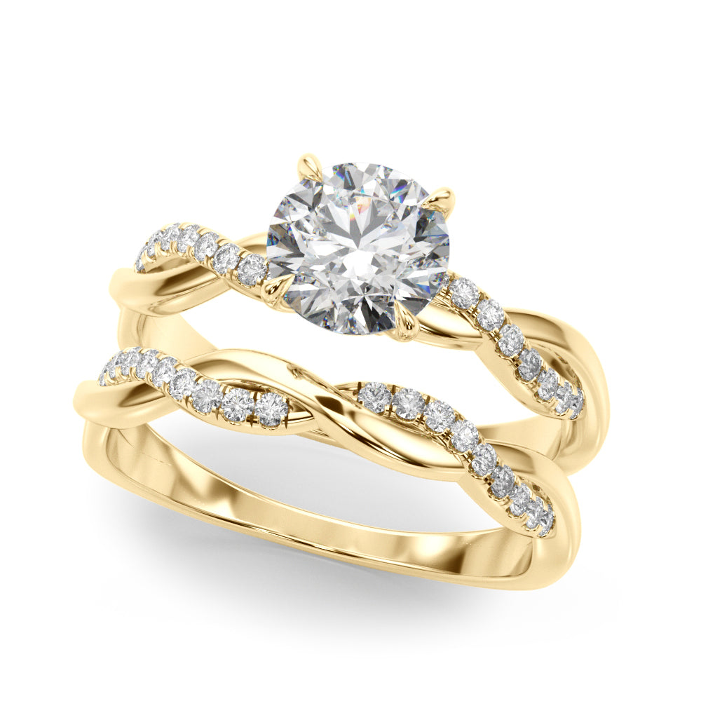 Round Twisted Shank Lab Grown Diamond Engagement Ring - VS1 D/E/F | 14K & 18K Gold | 14K Yellow Gold | Round Lab Diamond | Picasso Gold & Diamond Chicago
