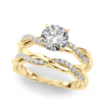 Round Twisted Shank Lab Grown Diamond Engagement Ring - VS1 D/E/F | 14K & 18K Gold | 14K Yellow Gold | Round Lab Diamond | Picasso Gold & Diamond Chicago