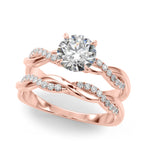 Round Twisted Shank Lab Grown Diamond Engagement Ring - VS1 D/E/F | 14K & 18K Gold | 14K Yellow Gold | Round Lab Diamond | Picasso Gold & Diamond Chicago