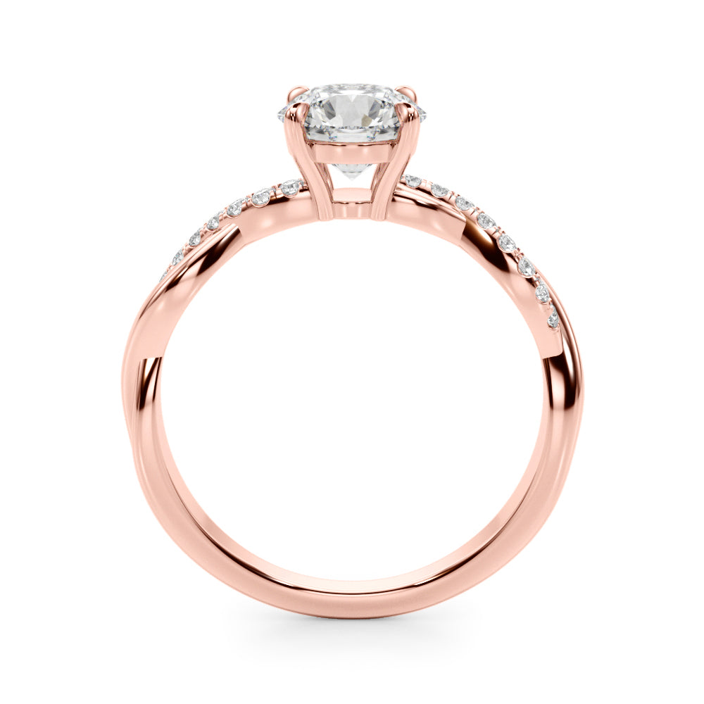 Round Twisted Shank Lab Grown Diamond Engagement Ring - VS1 D/E/F | 14K & 18K Gold | 14K Rose Gold | Round Lab Diamond | Picasso Gold & Diamond Chicago