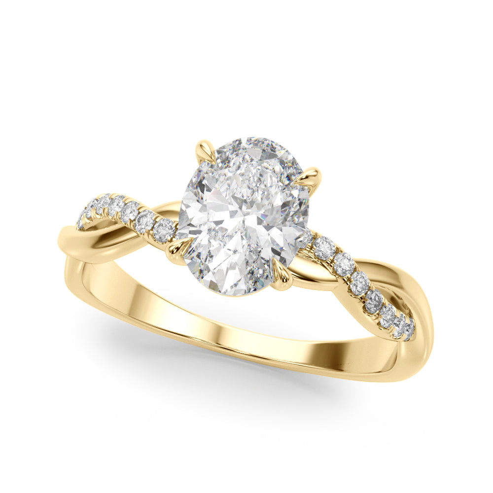 Oval Twisted Shank Lab Grown Diamond Engagement Ring - VS1 D/E/F | 14K & 18K Gold | 14K White Gold | Oval Lab Diamond | Picasso Gold & Diamond Chicago