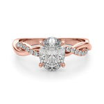 Oval Twisted Shank Lab Grown Diamond Engagement Ring - VS1 D/E/F | 14K & 18K Gold | 14K Yellow Gold | Oval Lab Diamond | Picasso Gold & Diamond Chicago