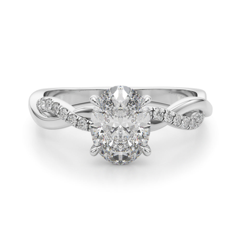 Oval Twisted Shank Lab Grown Diamond Engagement Ring - VS1 D/E/F | 14K & 18K Gold | 14K Yellow Gold | Oval Lab Diamond | Picasso Gold & Diamond Chicago
