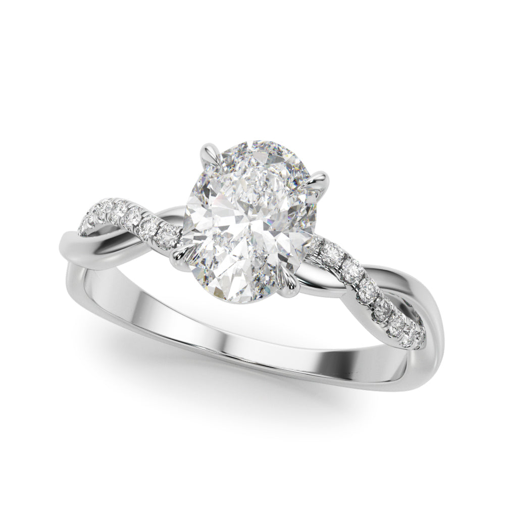 Oval Twisted Shank Lab Grown Diamond Engagement Ring - VS1 D/E/F | 14K & 18K Gold | 14K White Gold | Oval Lab Diamond | Picasso Gold & Diamond Chicago