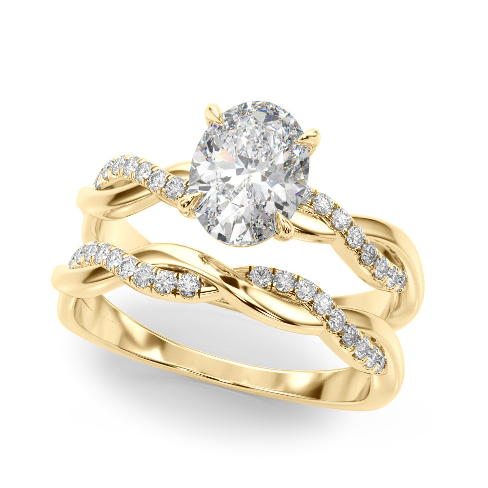 Oval Twisted Shank Lab Grown Diamond Engagement Ring - VS1 D/E/F | 14K & 18K Gold | 14K Yellow Gold | Oval Lab Diamond | Picasso Gold & Diamond Chicago