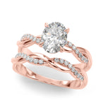 Oval Twisted Shank Lab Grown Diamond Engagement Ring - VS1 D/E/F | 14K & 18K Gold | 14K Yellow Gold | Oval Lab Diamond | Picasso Gold & Diamond Chicago