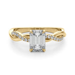 Emerald Cut Twisted Shank Lab Grown Diamond Engagement Ring - VS1 D/E/F | 14K & 18K Gold | 14K White Gold | Emerald Cut Lab Diamond | Picasso Gold & Diamond Chicago