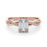 Emerald Cut Twisted Shank Lab Grown Diamond Engagement Ring - VS1 D/E/F | 14K & 18K Gold | 14K Yellow Gold | Emerald Cut Lab Diamond | Picasso Gold & Diamond Chicago