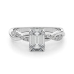 Emerald Cut Twisted Shank Lab Grown Diamond Engagement Ring - VS1 D/E/F | 14K & 18K Gold | 14K Yellow Gold | Emerald Cut Lab Diamond | Picasso Gold & Diamond Chicago
