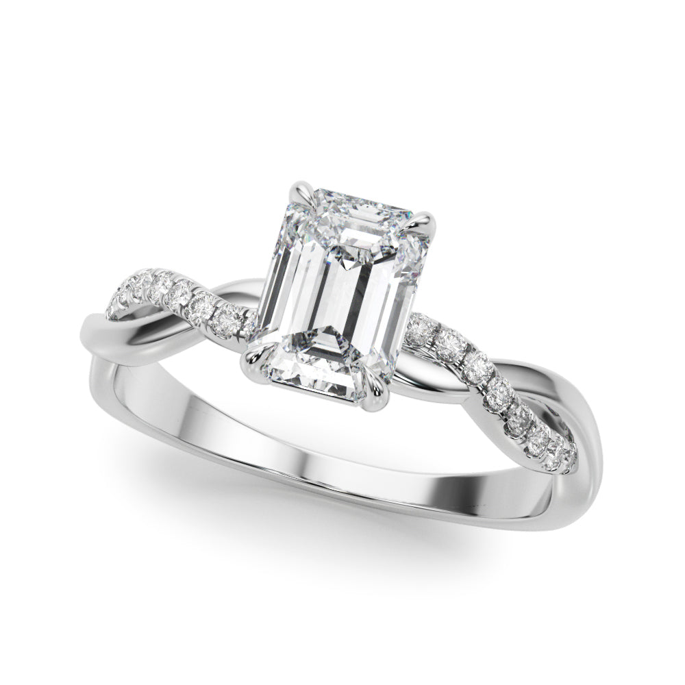 Emerald Cut Twisted Shank Lab Grown Diamond Engagement Ring - VS1 D/E/F | 14K & 18K Gold | 14K White Gold | Emerald Cut Lab Diamond | Picasso Gold & Diamond Chicago