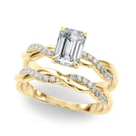 Emerald Cut Twisted Shank Lab Grown Diamond Engagement Ring - VS1 D/E/F | 14K & 18K Gold | 14K Yellow Gold | Emerald Cut Lab Diamond | Picasso Gold & Diamond Chicago