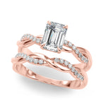 Emerald Cut Twisted Shank Lab Grown Diamond Engagement Ring - VS1 D/E/F | 14K & 18K Gold | 14K Yellow Gold | Emerald Cut Lab Diamond | Picasso Gold & Diamond Chicago