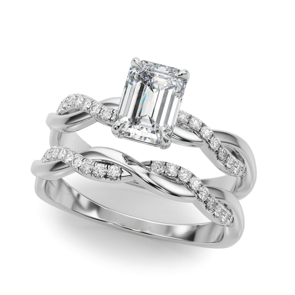 Emerald Cut Twisted Shank Lab Grown Diamond Engagement Ring - VS1 D/E/F | 14K & 18K Gold | 14K Rose Gold | Emerald Cut Lab Diamond | Picasso Gold & Diamond Chicago