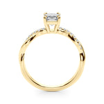 Emerald Cut Twisted Shank Lab Grown Diamond Engagement Ring - VS1 D/E/F | 14K & 18K Gold | 14K Rose Gold | Emerald Cut Lab Diamond | Picasso Gold & Diamond Chicago