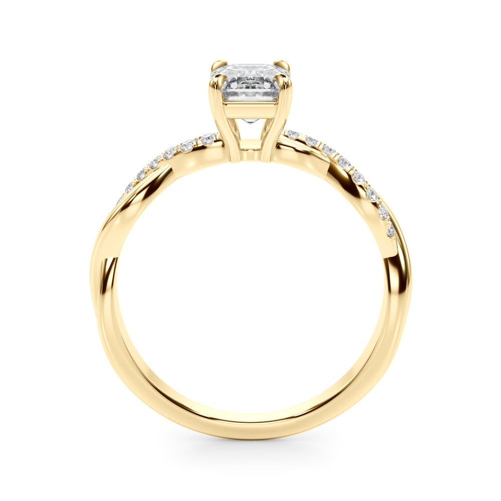 Emerald Cut Twisted Shank Lab Grown Diamond Engagement Ring - VS1 D/E/F | 14K & 18K Gold | 14K Rose Gold | Emerald Cut Lab Diamond | Picasso Gold & Diamond Chicago