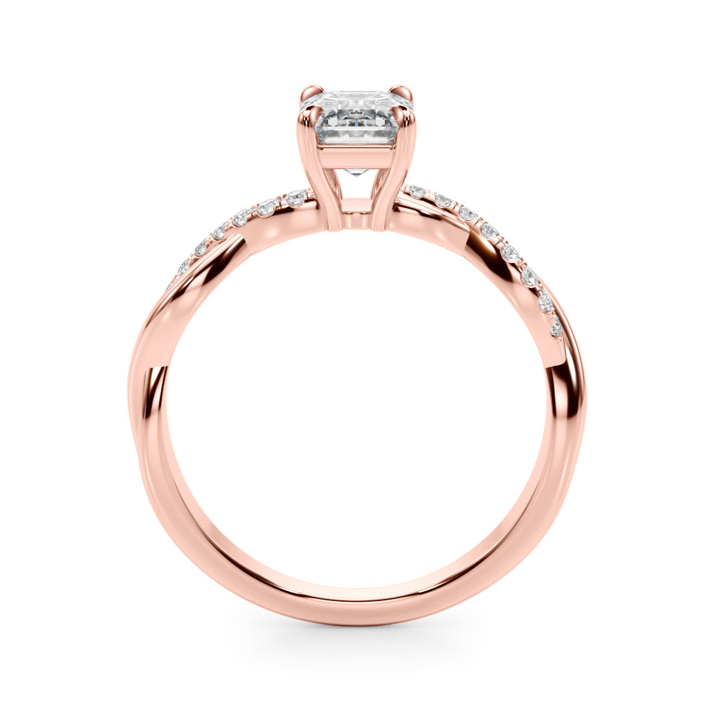 Emerald Cut Twisted Shank Lab Grown Diamond Engagement Ring - VS1 D/E/F | 14K & 18K Gold | 14K Rose Gold | Emerald Cut Lab Diamond | Picasso Gold & Diamond Chicago