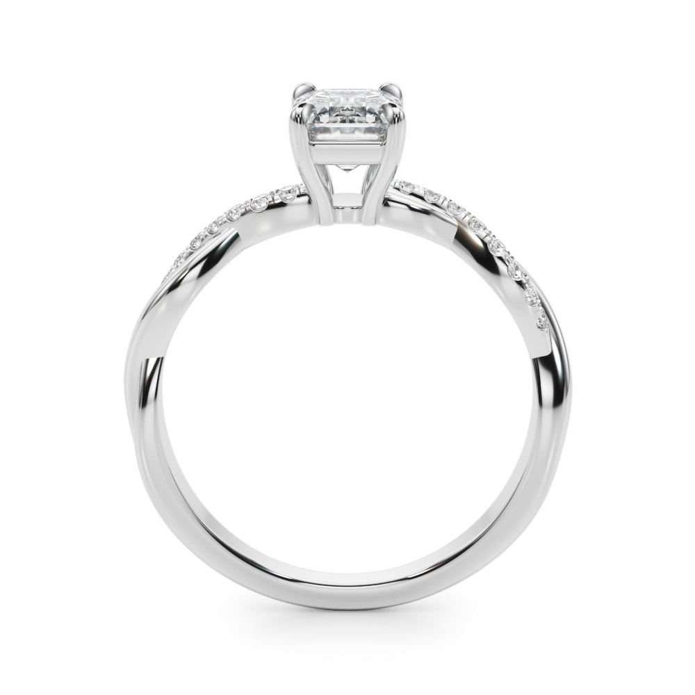 Emerald Cut Twisted Shank Lab Grown Diamond Engagement Ring - VS1 D/E/F | 14K & 18K Gold | 14K Rose Gold | Emerald Cut Lab Diamond | Picasso Gold & Diamond Chicago