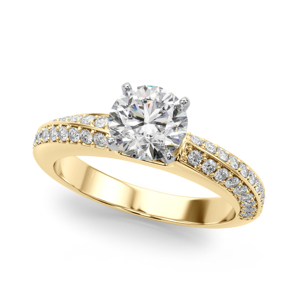 Round Twisted Shank Lab Grown Diamond Engagement Ring - VS1 D/E/F | 14K & 18K Gold | 14K White Gold | Round Lab Diamond | Picasso Gold & Diamond Chicago