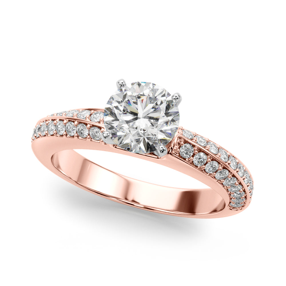 Round Twisted Shank Lab Grown Diamond Engagement Ring - VS1 D/E/F | 14K & 18K Gold | 14K White Gold | Round Lab Diamond | Picasso Gold & Diamond Chicago