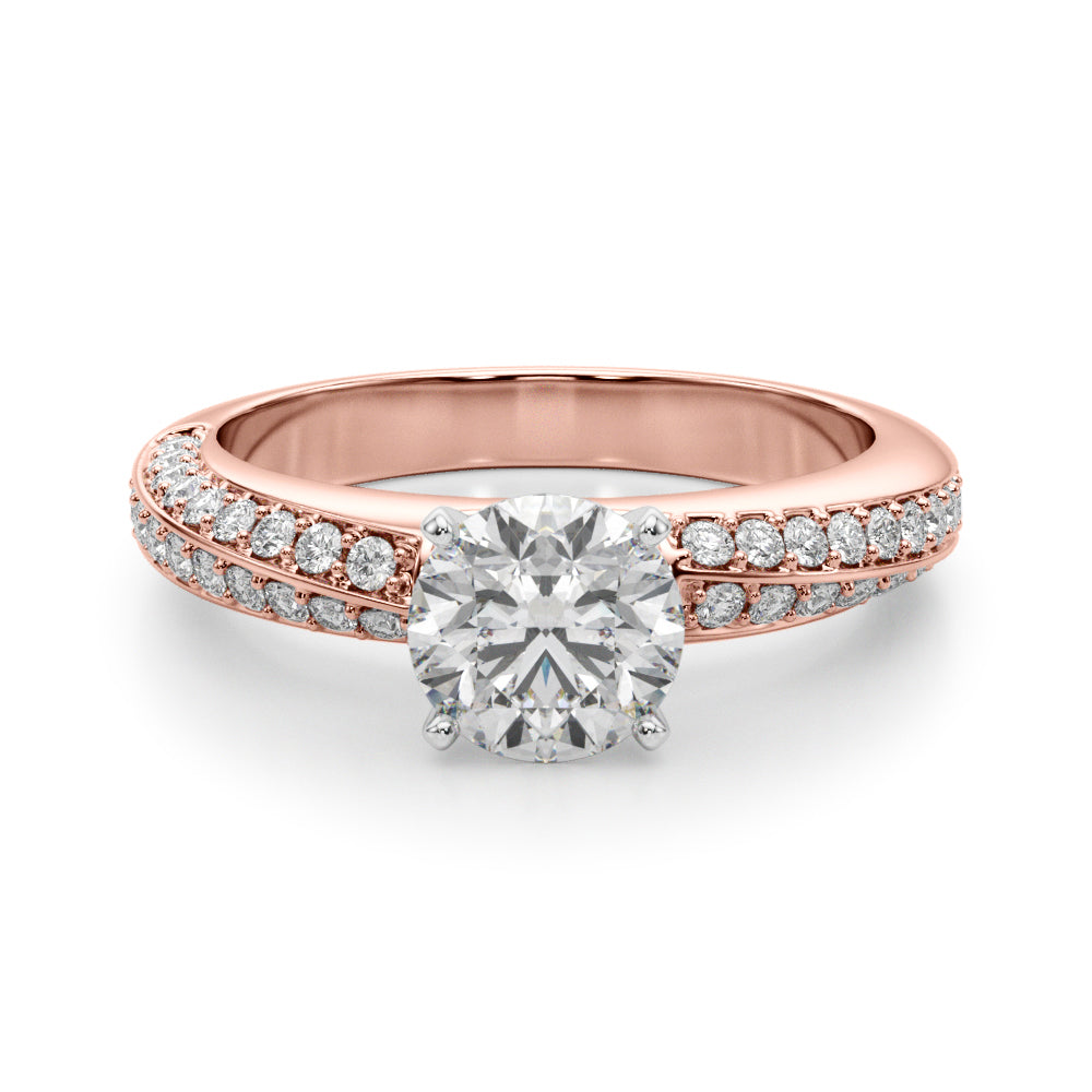 Round Twisted Shank Lab Grown Diamond Engagement Ring - VS1 D/E/F | 14K & 18K Gold | 14K Yellow Gold | Round Lab Diamond | Picasso Gold & Diamond Chicago