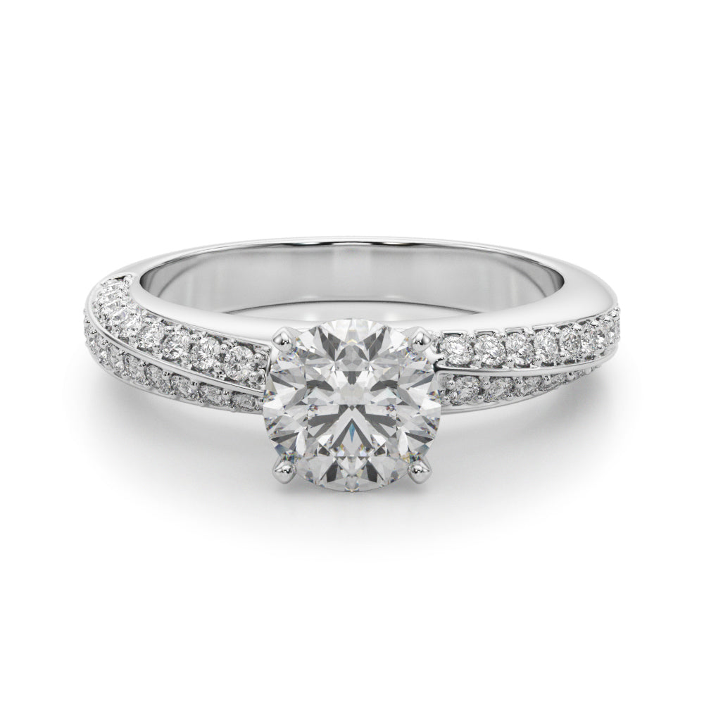 Round Twisted Shank Lab Grown Diamond Engagement Ring - VS1 D/E/F | 14K & 18K Gold | 14K Yellow Gold | Round Lab Diamond | Picasso Gold & Diamond Chicago