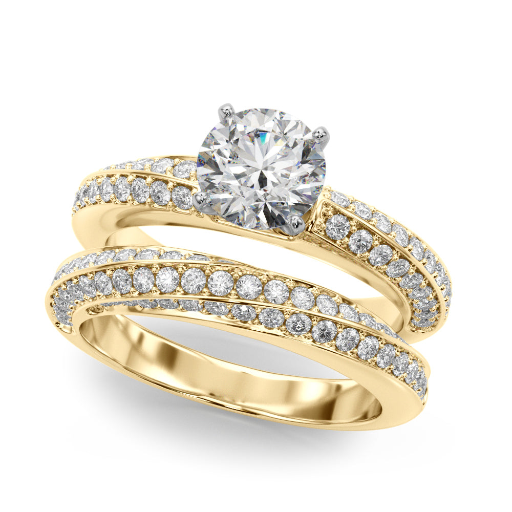 Round Twisted Shank Lab Grown Diamond Engagement Ring - VS1 D/E/F | 14K & 18K Gold | 14K Yellow Gold | Round Lab Diamond | Picasso Gold & Diamond Chicago